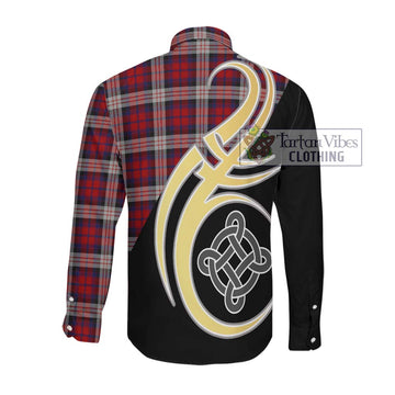 Donald Dress Irish Tartan Long Sleeve Button Shirt with Family Crest and Celtic Symbol Style