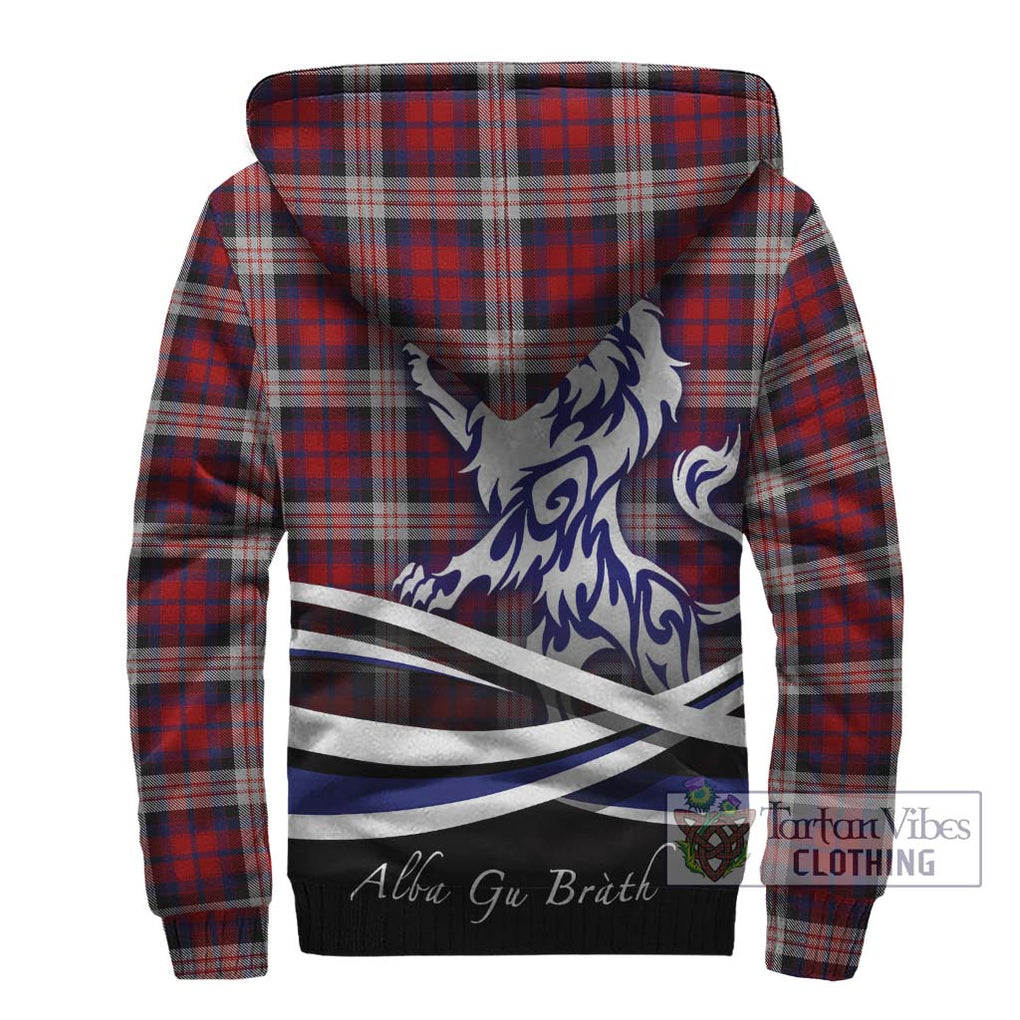 Donald Dress Irish Tartan Sherpa Hoodie with Alba Gu Brath Regal Lion Emblem - Tartanvibesclothing Shop