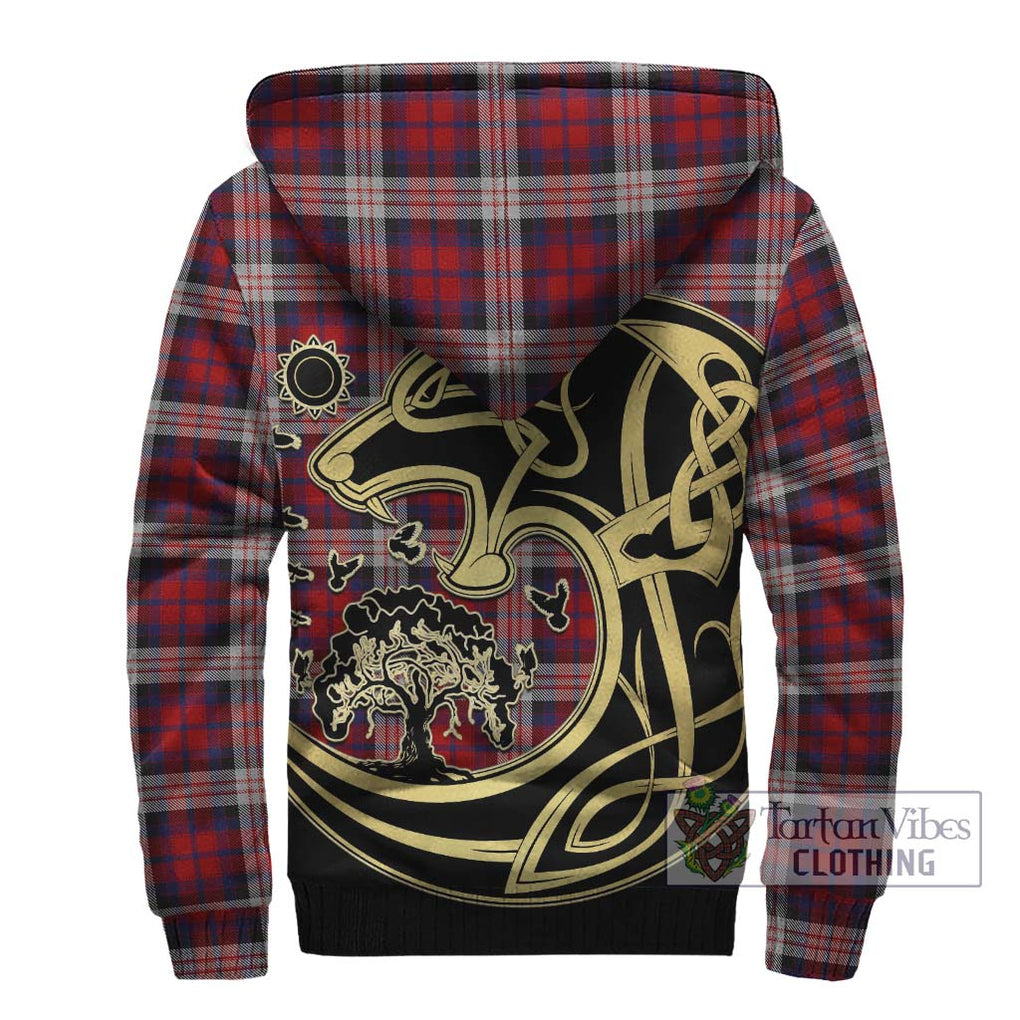 Donald Dress Irish Tartan Sherpa Hoodie with Family Crest Celtic Wolf Style - Tartan Vibes Clothing