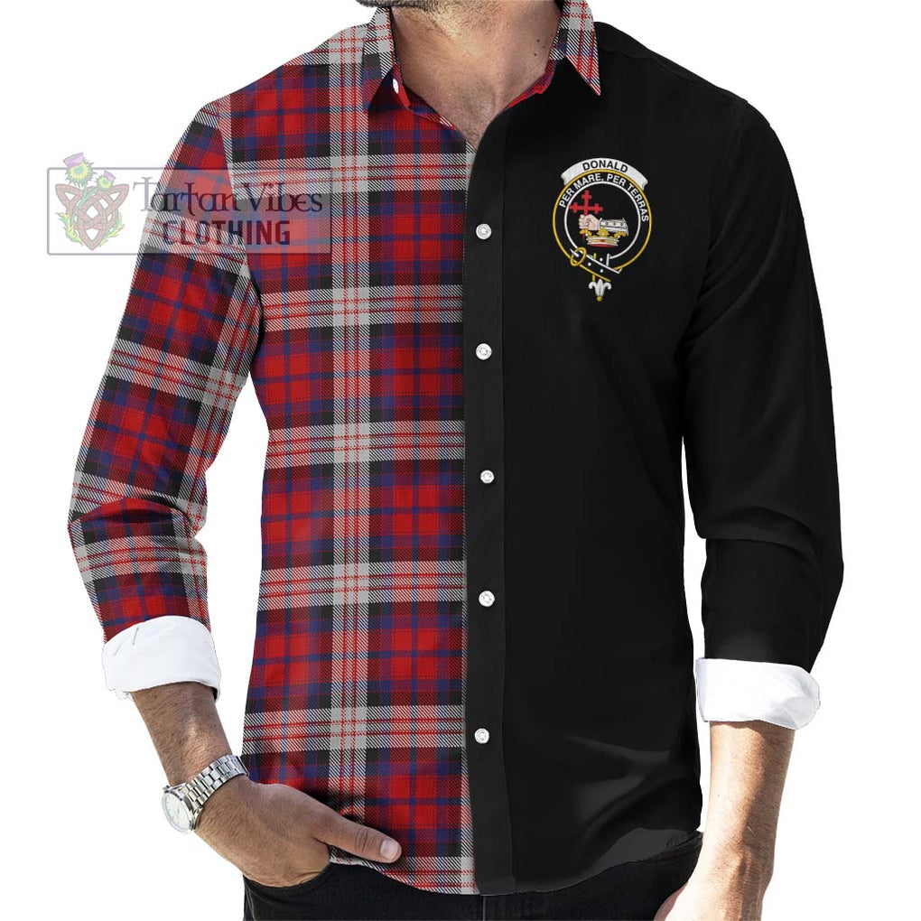 Donald Dress Irish Tartan Long Sleeve Button Shirt with Family Crest and Half Of Me Style - Tartanvibesclothing Shop