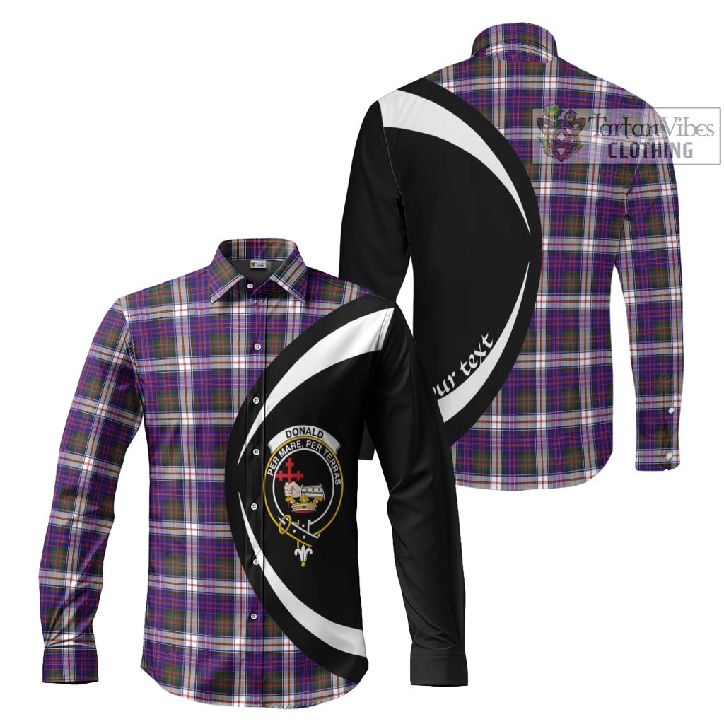 Donald Dress Modern Tartan Long Sleeve Button Up with Family Crest Circle Style Men's Shirt S - Tartan Vibes Clothing