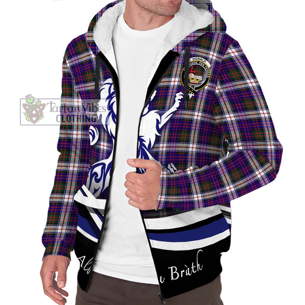 Donald Dress Modern Tartan Sherpa Hoodie with Alba Gu Brath Regal Lion Emblem Unisex S - Tartanvibesclothing Shop