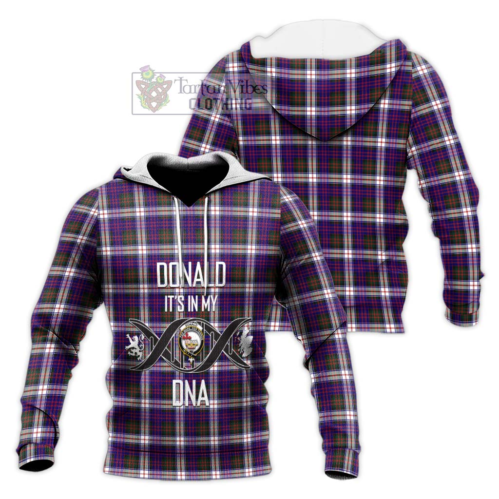 Tartan Vibes Clothing Donald Dress Modern Tartan Knitted Hoodie with Family Crest DNA In Me Style