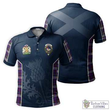 Donald Dress Modern Tartan Men's Polo Shirt with Family Crest and Scottish Thistle Vibes Sport Style