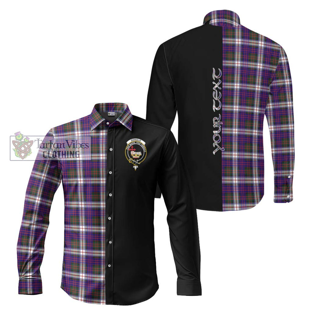 Donald Dress Modern Tartan Long Sleeve Button Shirt with Family Crest and Half Of Me Style Men's Shirt S - Tartanvibesclothing Shop