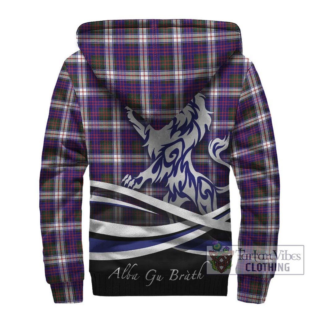 Donald Dress Modern Tartan Sherpa Hoodie with Alba Gu Brath Regal Lion Emblem - Tartanvibesclothing Shop