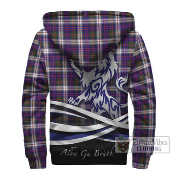 Donald Dress Modern Tartan Sherpa Hoodie with Alba Gu Brath Regal Lion Emblem