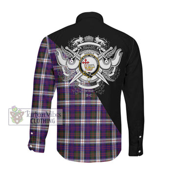 Donald Dress Modern Tartan Long Sleeve Button Shirt with Family Crest and Military Logo Style