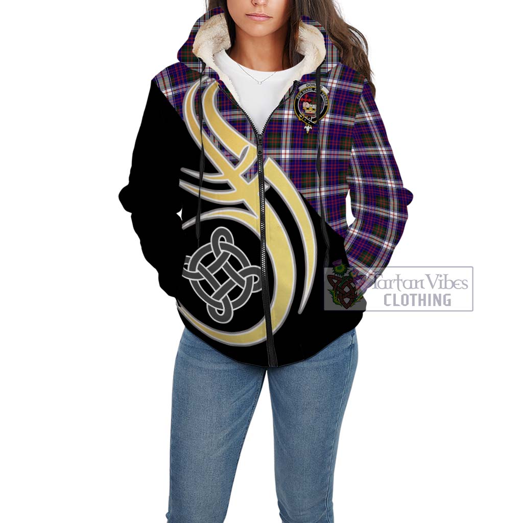 Donald Dress Modern Tartan Sherpa Hoodie with Family Crest and Celtic Symbol Style Unisex - Tartan Vibes Clothing