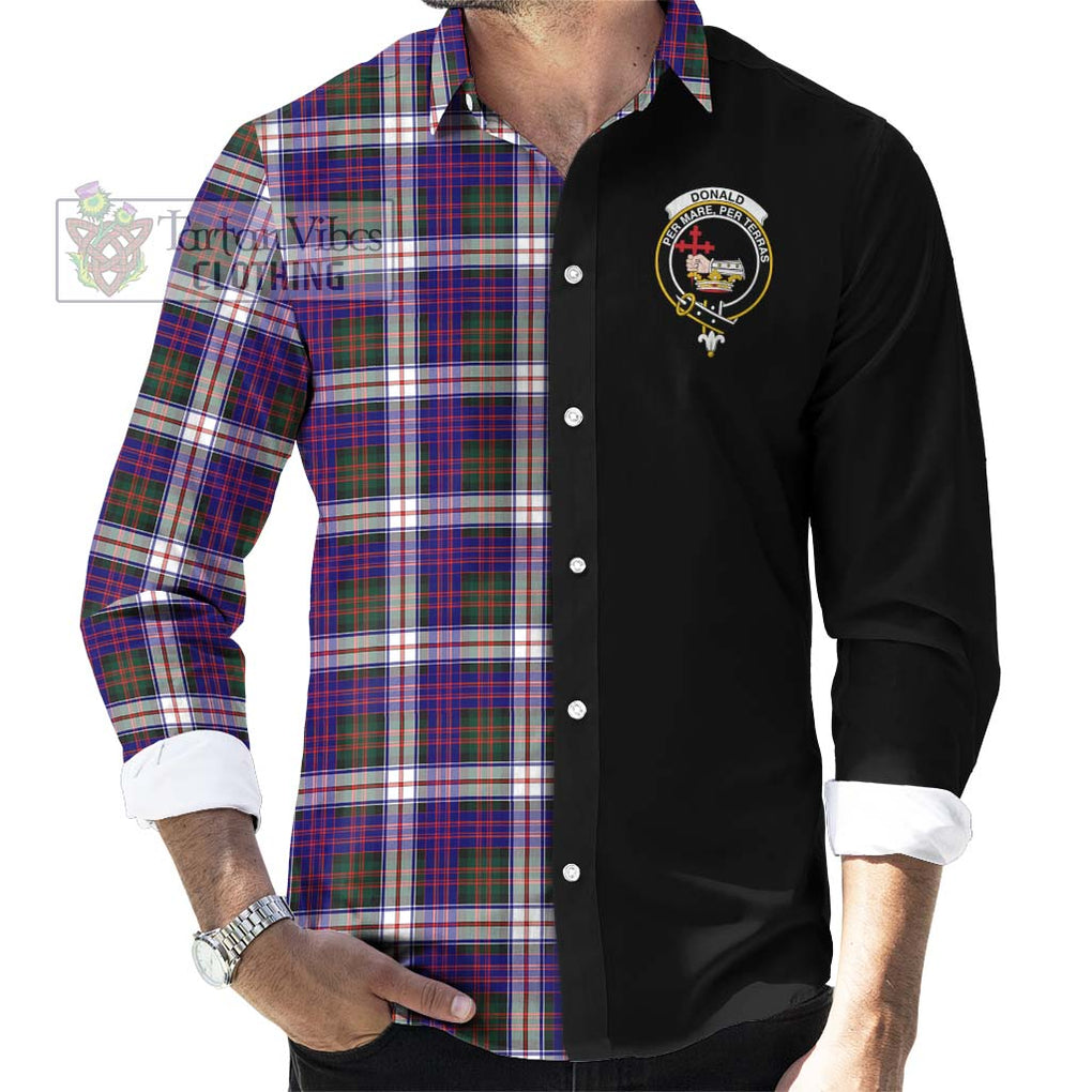 Donald Dress Modern Tartan Long Sleeve Button Shirt with Family Crest and Half Of Me Style - Tartanvibesclothing Shop