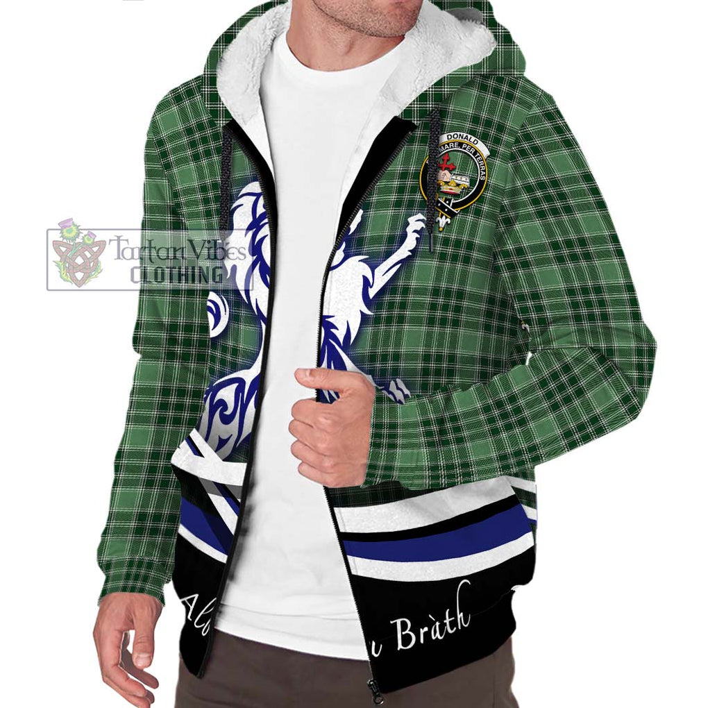 Donald Lord of the Isles Hunting Tartan Sherpa Hoodie with Alba Gu Brath Regal Lion Emblem Unisex S - Tartanvibesclothing Shop