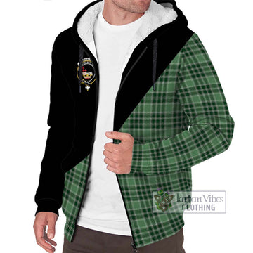 Donald Lord of the Isles Hunting Tartan Sherpa Hoodie with Family Crest and Military Logo Style