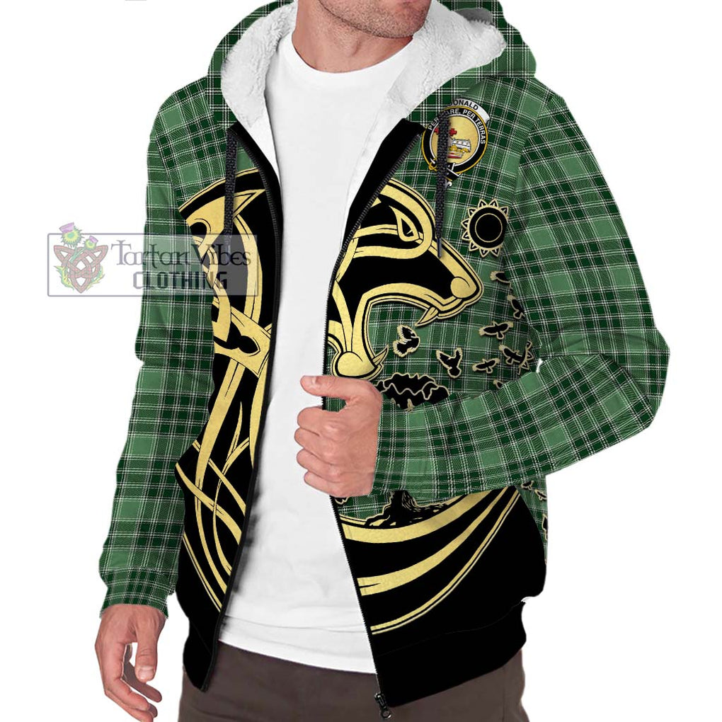 Donald Lord of the Isles Hunting Tartan Sherpa Hoodie with Family Crest Celtic Wolf Style Unisex S - Tartan Vibes Clothing