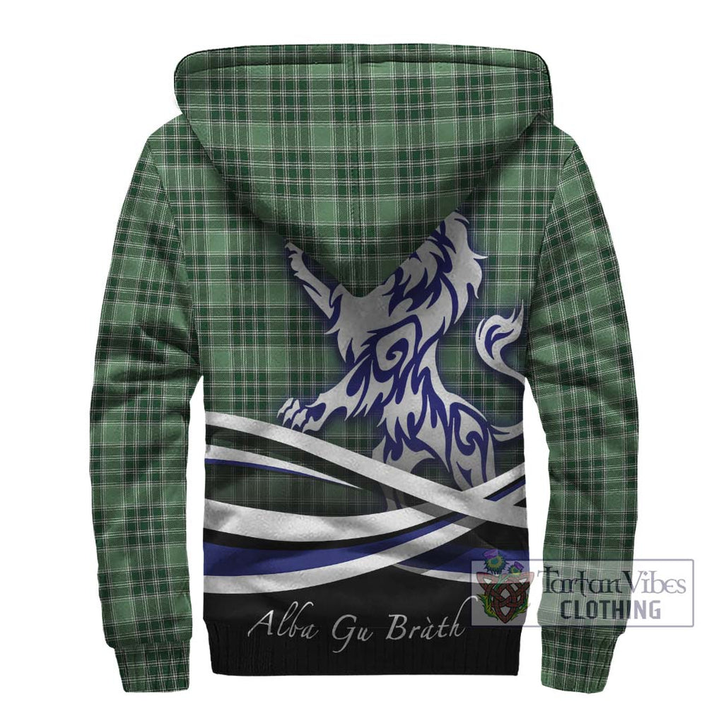 Donald Lord of the Isles Hunting Tartan Sherpa Hoodie with Alba Gu Brath Regal Lion Emblem - Tartanvibesclothing Shop