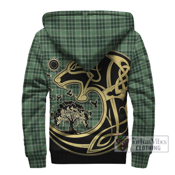 Donald Lord of the Isles Hunting Tartan Sherpa Hoodie with Family Crest Celtic Wolf Style