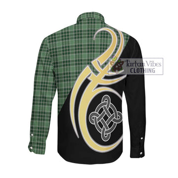 Donald Lord of the Isles Hunting Tartan Long Sleeve Button Shirt with Family Crest and Celtic Symbol Style