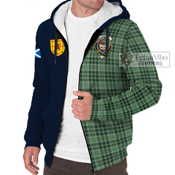 Donald Lord of the Isles Hunting Tartan Sherpa Hoodie Alba with Scottish Lion Royal Arm Half Style