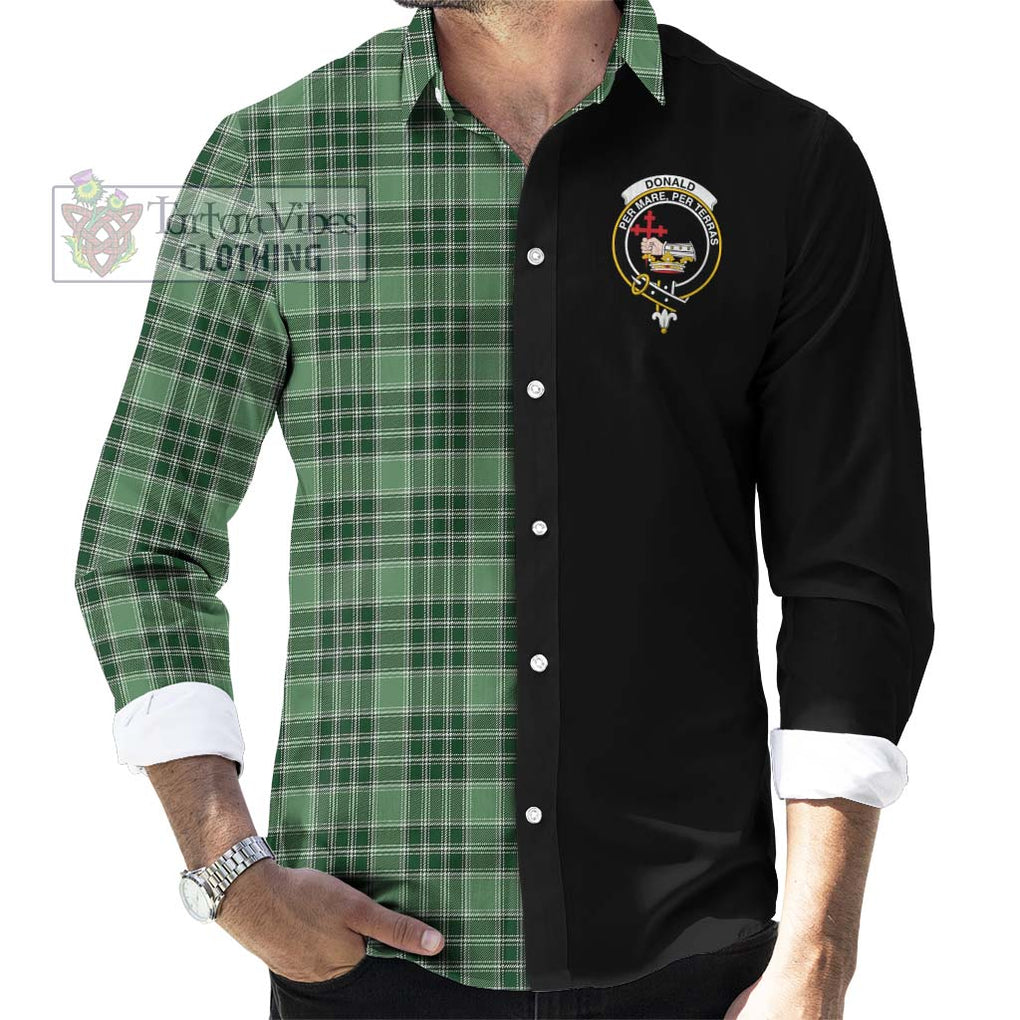 Donald Lord of the Isles Hunting Tartan Long Sleeve Button Shirt with Family Crest and Half Of Me Style - Tartanvibesclothing Shop