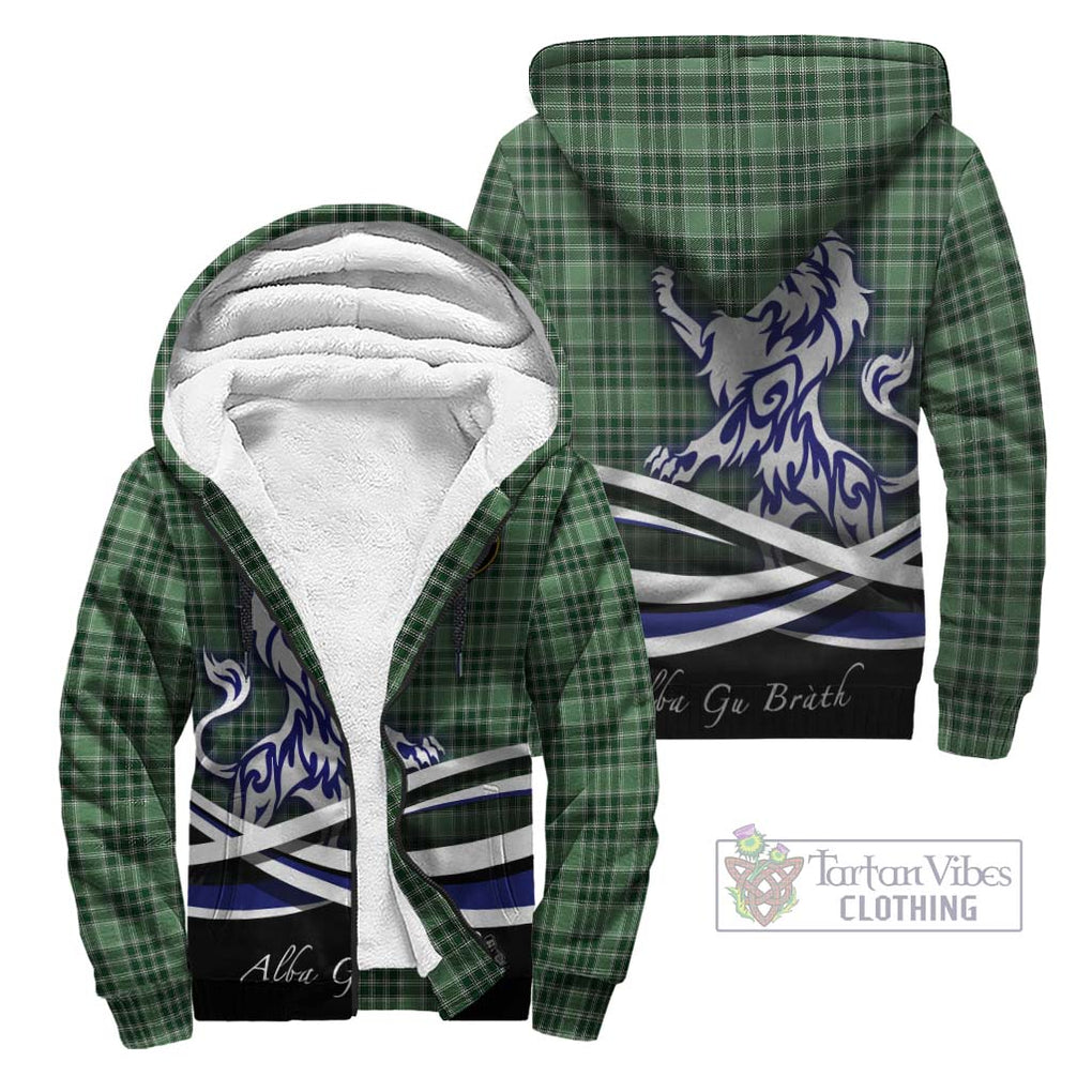 Donald Lord of the Isles Hunting Tartan Sherpa Hoodie with Alba Gu Brath Regal Lion Emblem Unisex - Tartanvibesclothing Shop