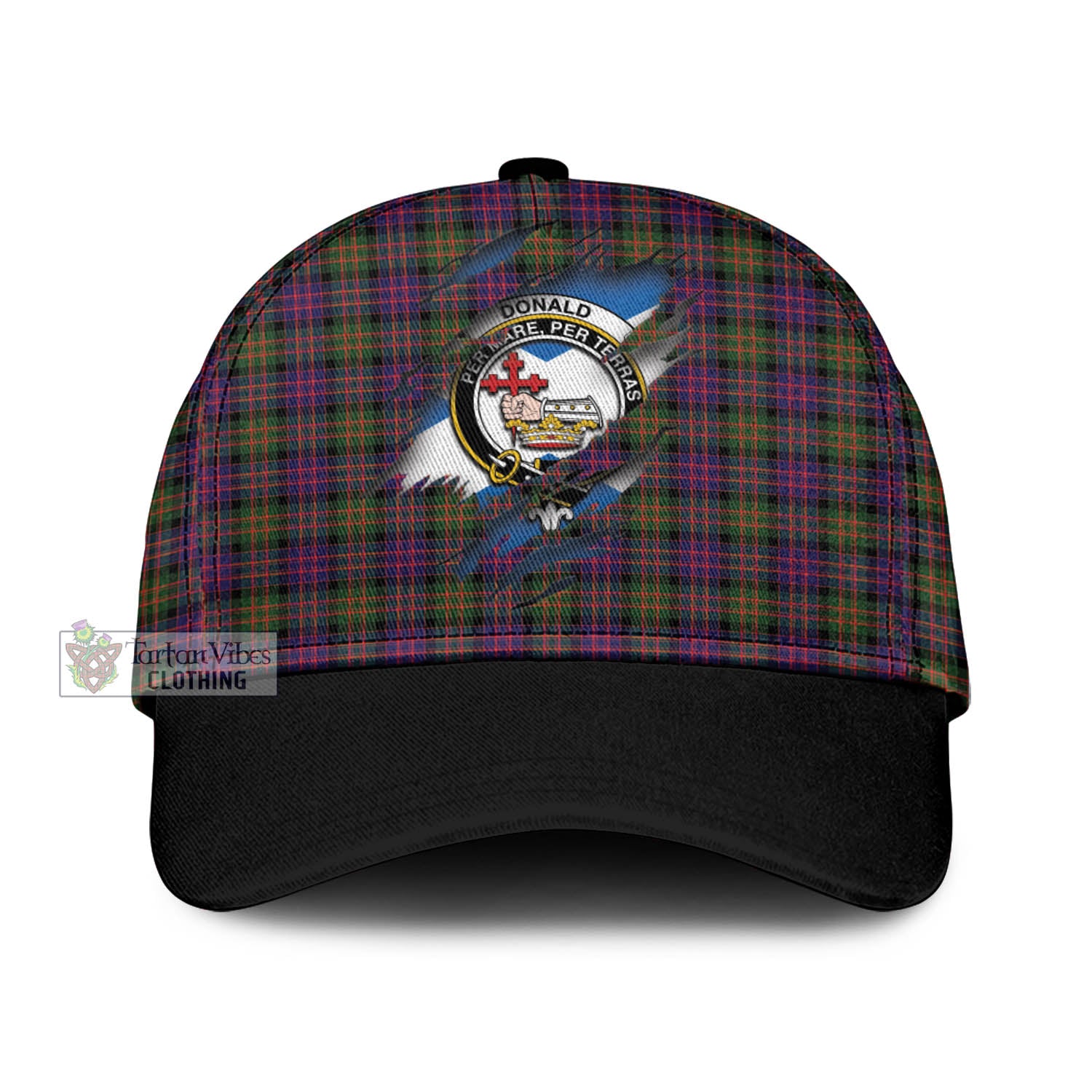 Tartan Vibes Clothing Donald Modern Tartan Classic Cap with Family Crest In Me Style