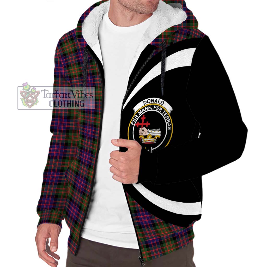 Donald Modern Tartan Sherpa Hoodie with Family Crest Circle Style Unisex S - Tartan Vibes Clothing