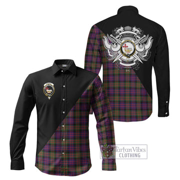 Donald Modern Tartan Long Sleeve Button Shirt with Family Crest and Military Logo Style