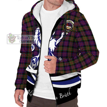 Donald Modern Tartan Sherpa Hoodie with Alba Gu Brath Regal Lion Emblem