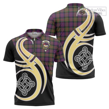 Donald Modern Tartan Zipper Polo Shirt with Family Crest and Celtic Symbol Style