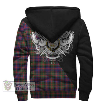 Donald Modern Tartan Sherpa Hoodie with Family Crest and Military Logo Style