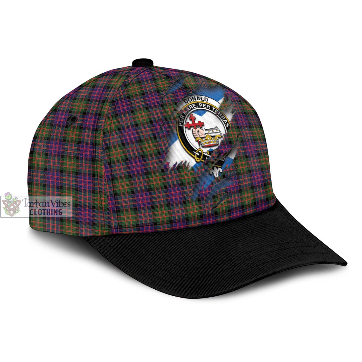 Tartan Vibes Clothing Donald Modern Tartan Classic Cap with Family Crest In Me Style