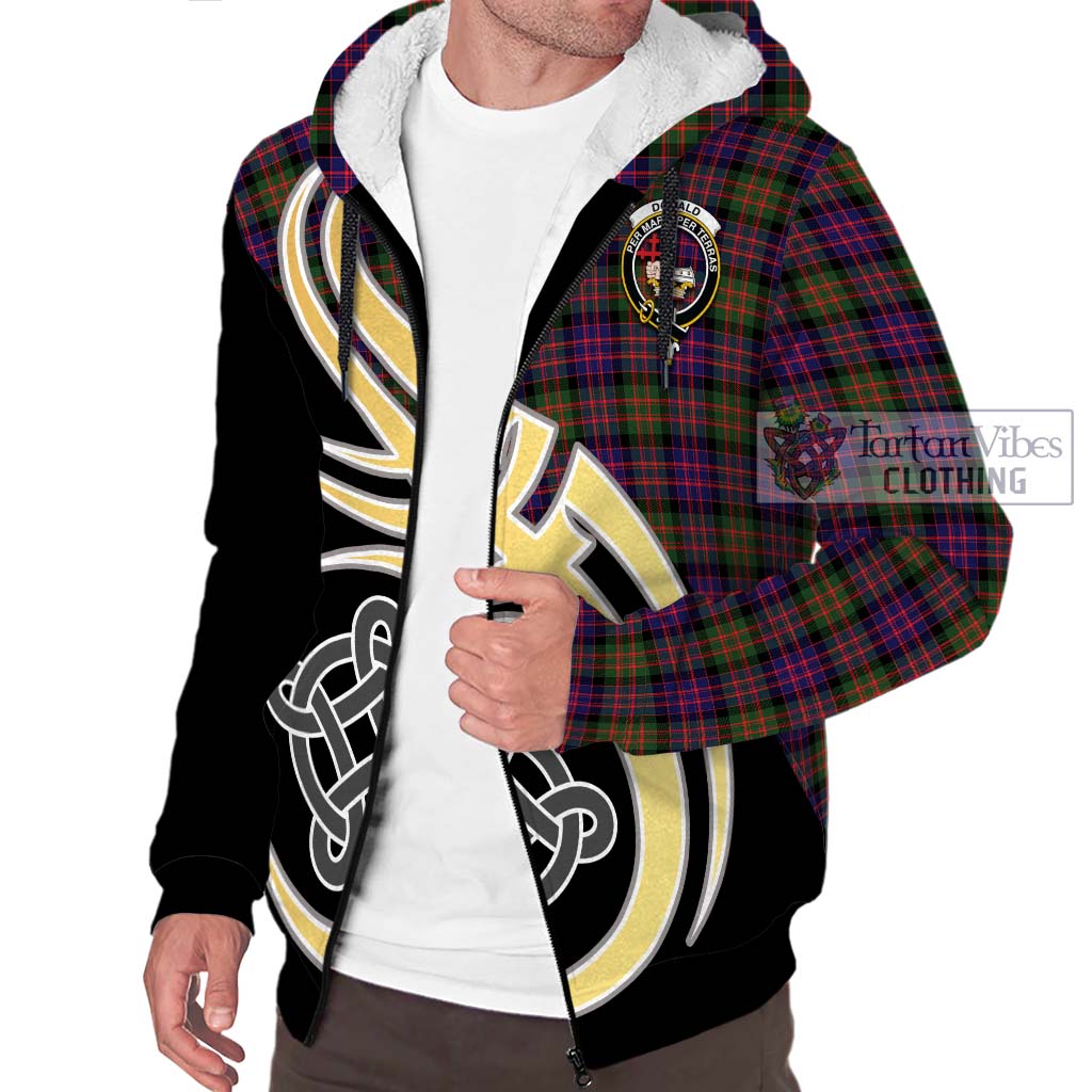 Donald Modern Tartan Sherpa Hoodie with Family Crest and Celtic Symbol Style - Tartan Vibes Clothing