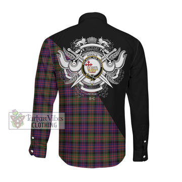 Donald Modern Tartan Long Sleeve Button Shirt with Family Crest and Military Logo Style