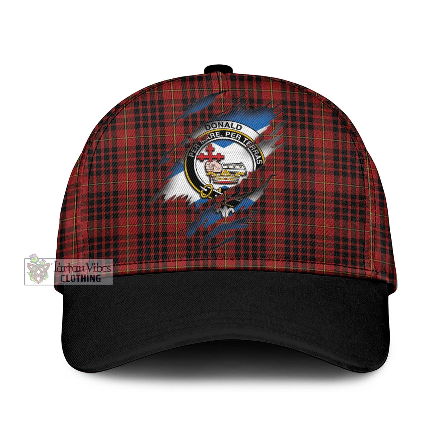 Tartan Vibes Clothing Donald of Ardnamurchan Tartan Classic Cap with Family Crest In Me Style