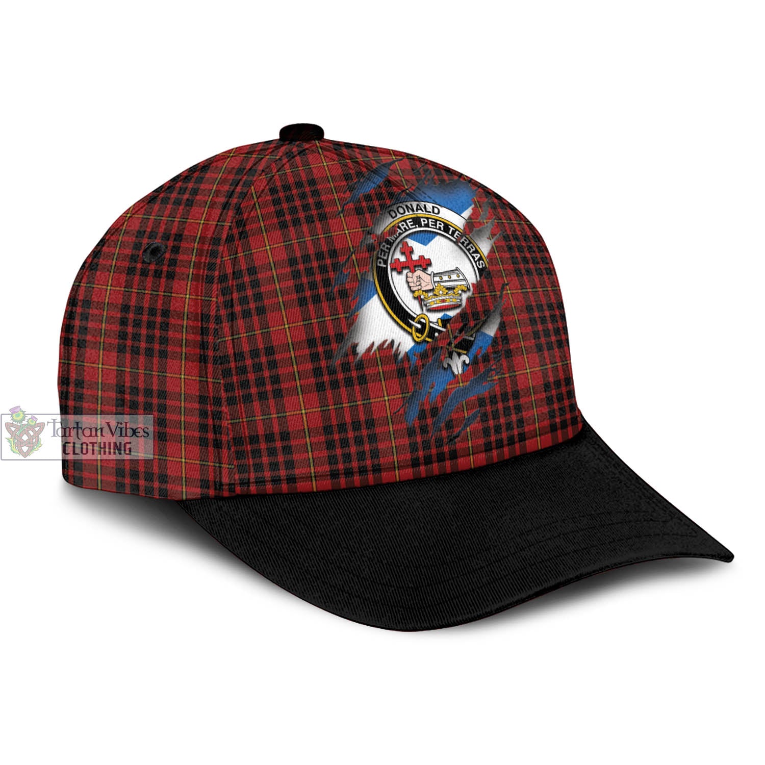 Tartan Vibes Clothing Donald of Ardnamurchan Tartan Classic Cap with Family Crest In Me Style