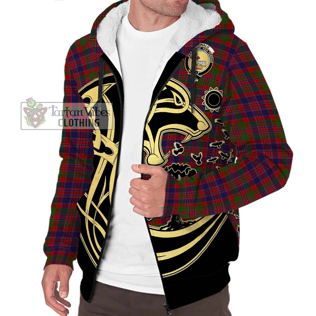 Donald of Boisdale Tartan Sherpa Hoodie with Family Crest Celtic Wolf Style Unisex S - Tartan Vibes Clothing