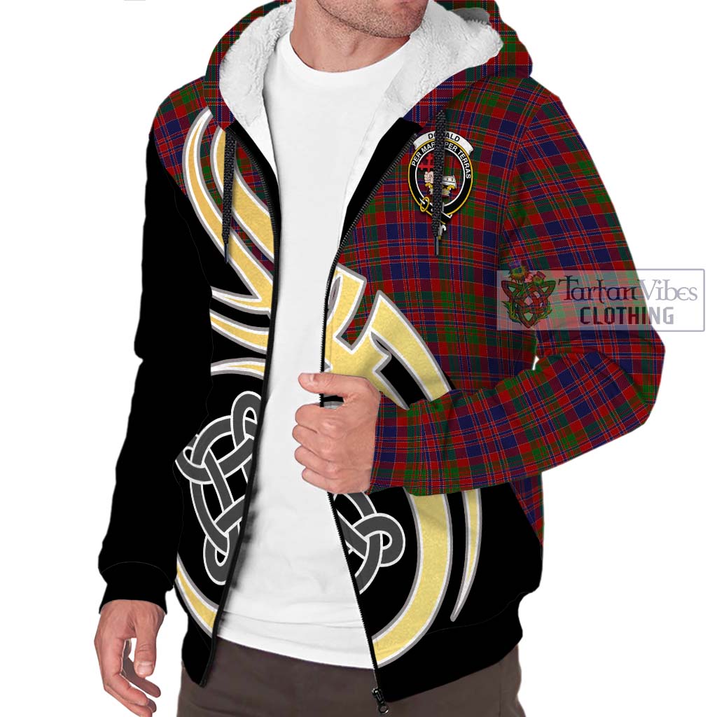 Donald of Boisdale Tartan Sherpa Hoodie with Family Crest and Celtic Symbol Style - Tartan Vibes Clothing