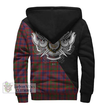 Donald of Boisdale Tartan Sherpa Hoodie with Family Crest and Military Logo Style