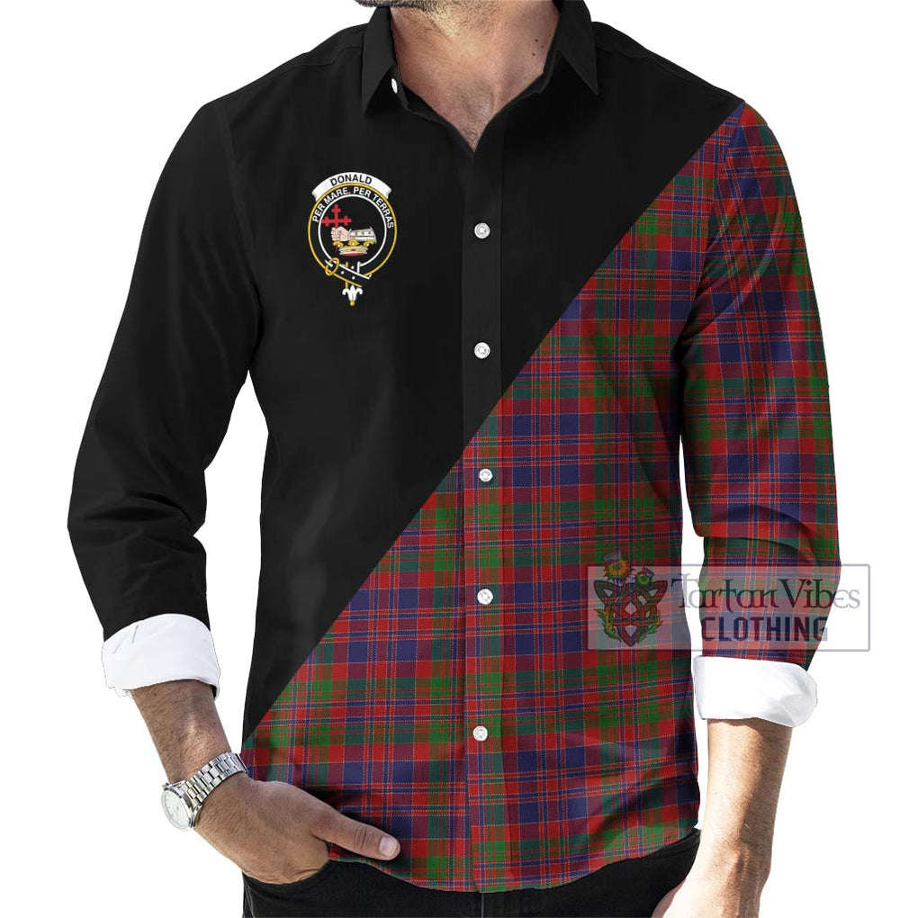 Donald of Boisdale Tartan Long Sleeve Button Shirt with Family Crest and Military Logo Style - Tartanvibesclothing Shop