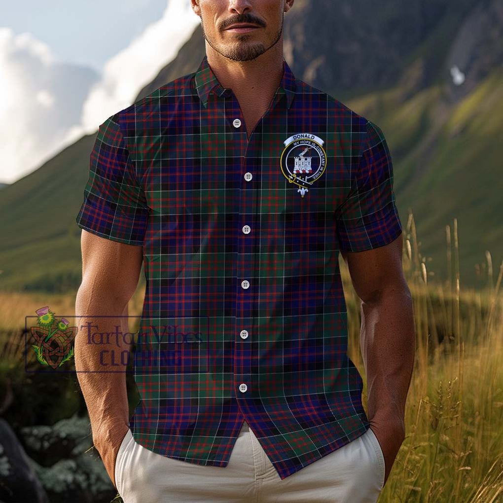 Donald of Clan Ranald Tartan Cotton Hawaiian Shirt with Family Crest Adult - Tartan Vibes Clothing