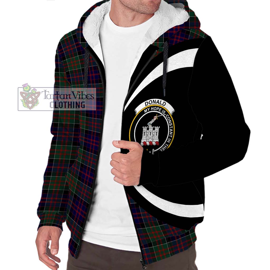 Donald of Clan Ranald Tartan Sherpa Hoodie with Family Crest Circle Style Unisex S - Tartan Vibes Clothing