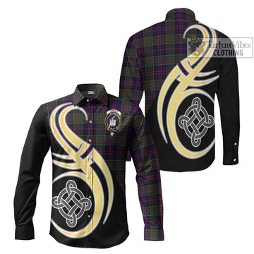 Donald of Clan Ranald Tartan Long Sleeve Button Shirt with Family Crest and Celtic Symbol Style