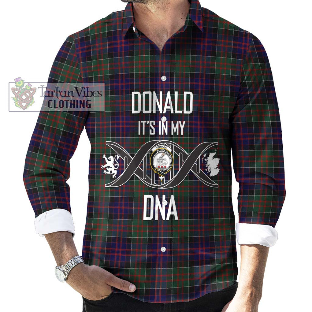 Donald of Clan Ranald Tartan Long Sleeve Button Shirt with Family Crest DNA In Me Style Men's Shirt S - Tartanvibesclothing Shop