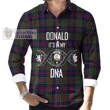 Donald of Clan Ranald Tartan Long Sleeve Button Shirt with Family Crest DNA In Me Style