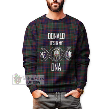 Donald of Clan Ranald Tartan Sweatshirt with Family Crest DNA In Me Style