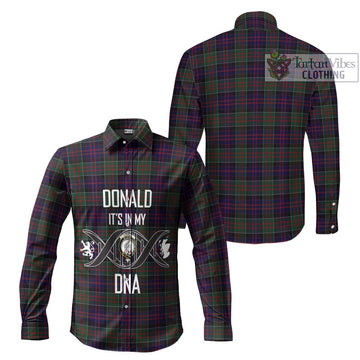 Donald of Clan Ranald Tartan Long Sleeve Button Shirt with Family Crest DNA In Me Style