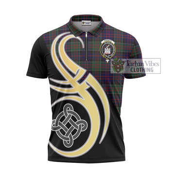 Donald of Clan Ranald Tartan Zipper Polo Shirt with Family Crest and Celtic Symbol Style