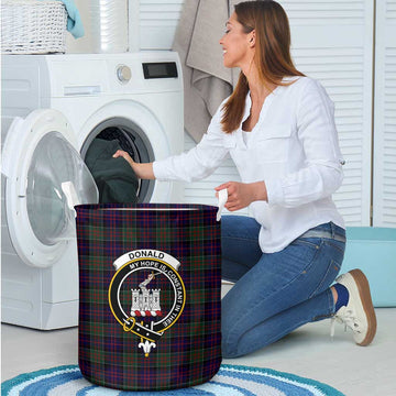 Donald of Clan Ranald Tartan Laundry Basket with Family Crest