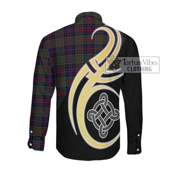 Donald of Clan Ranald Tartan Long Sleeve Button Shirt with Family Crest and Celtic Symbol Style