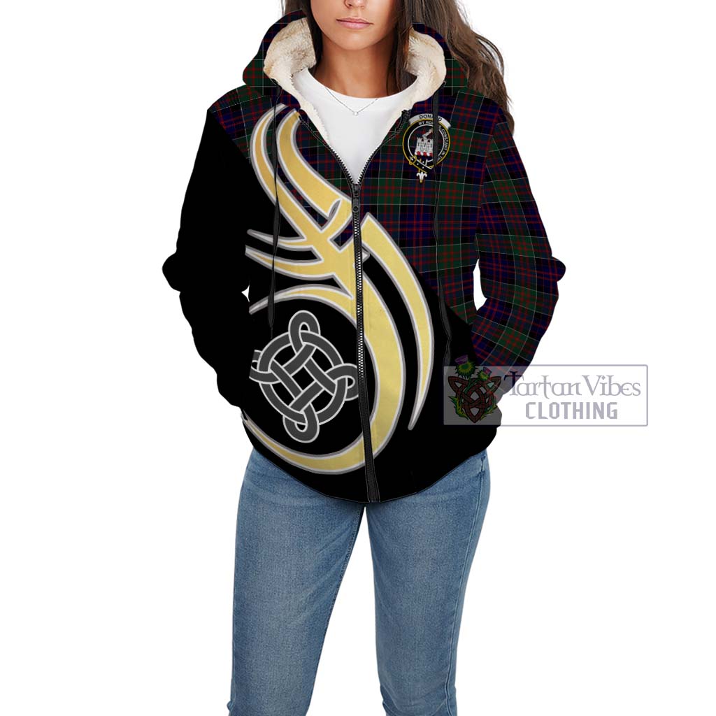 Donald of Clan Ranald Tartan Sherpa Hoodie with Family Crest and Celtic Symbol Style Unisex - Tartan Vibes Clothing