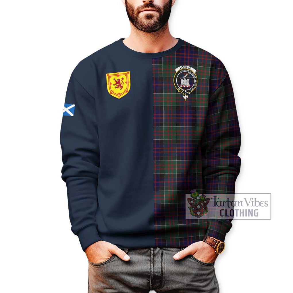 Tartan Vibes Clothing Donald of Clan Ranald Tartan Sweatshirt with Scottish Lion Royal Arm Half Style